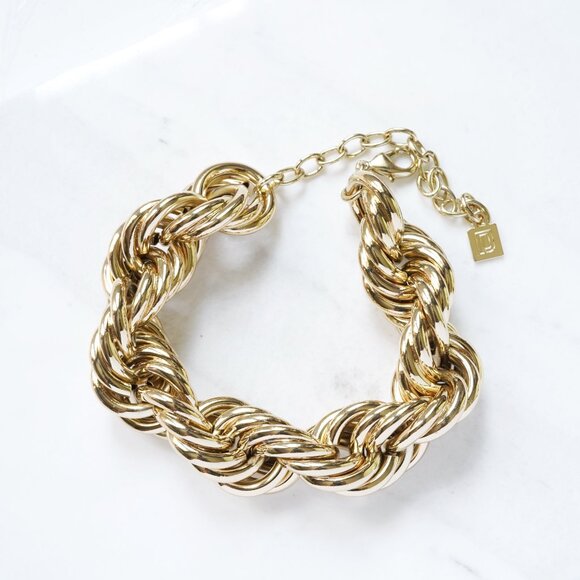 Dannijo Chunky Gold Braided Chain Bracelet - Picture 2 of 2